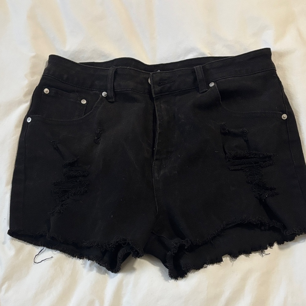 Almost Famous Black Distressed Jean Shorts